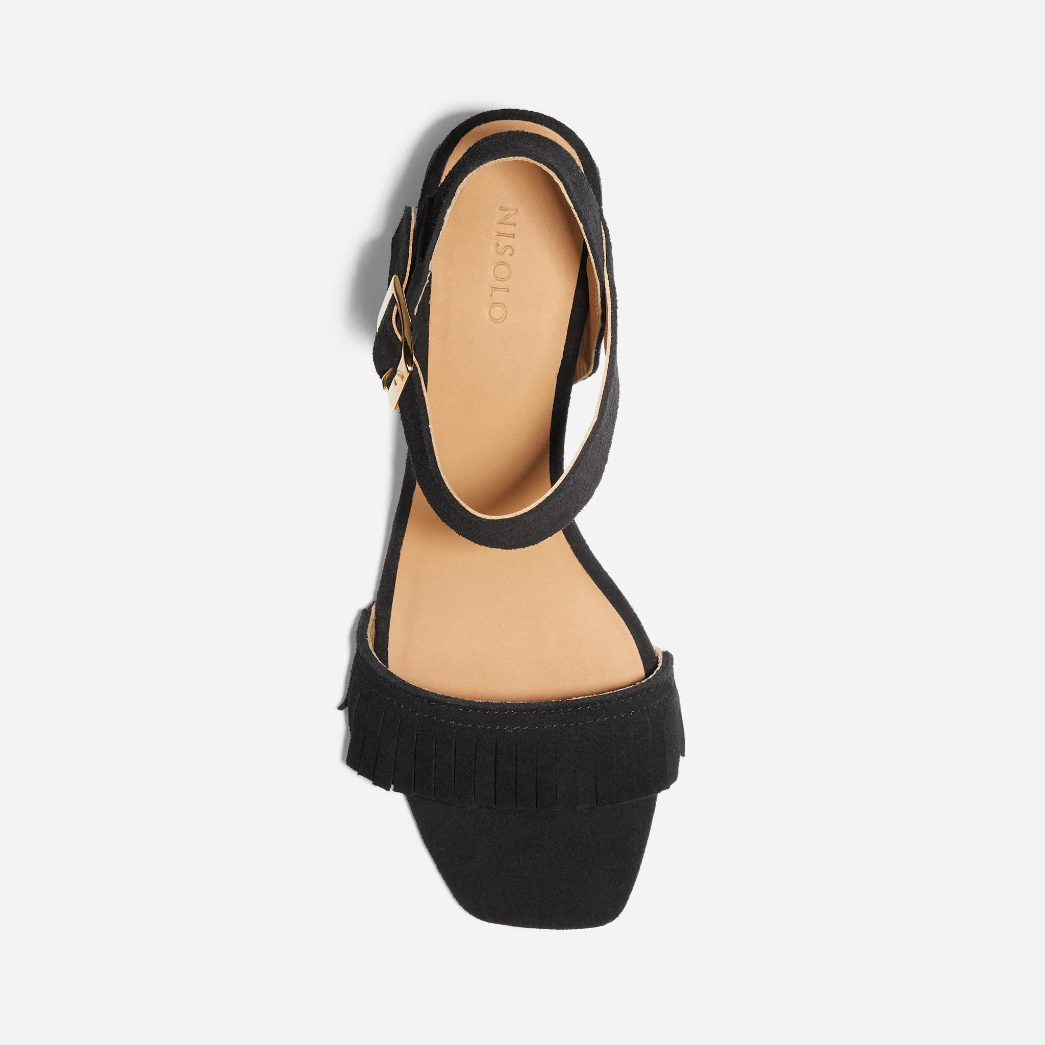 Stella Fringe Heel Sandal Black Suede - Image 3